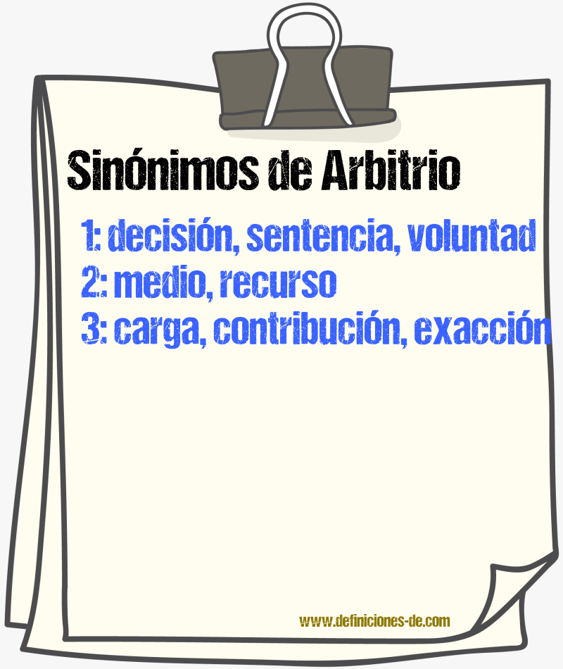 Sinnimos de arbitrio