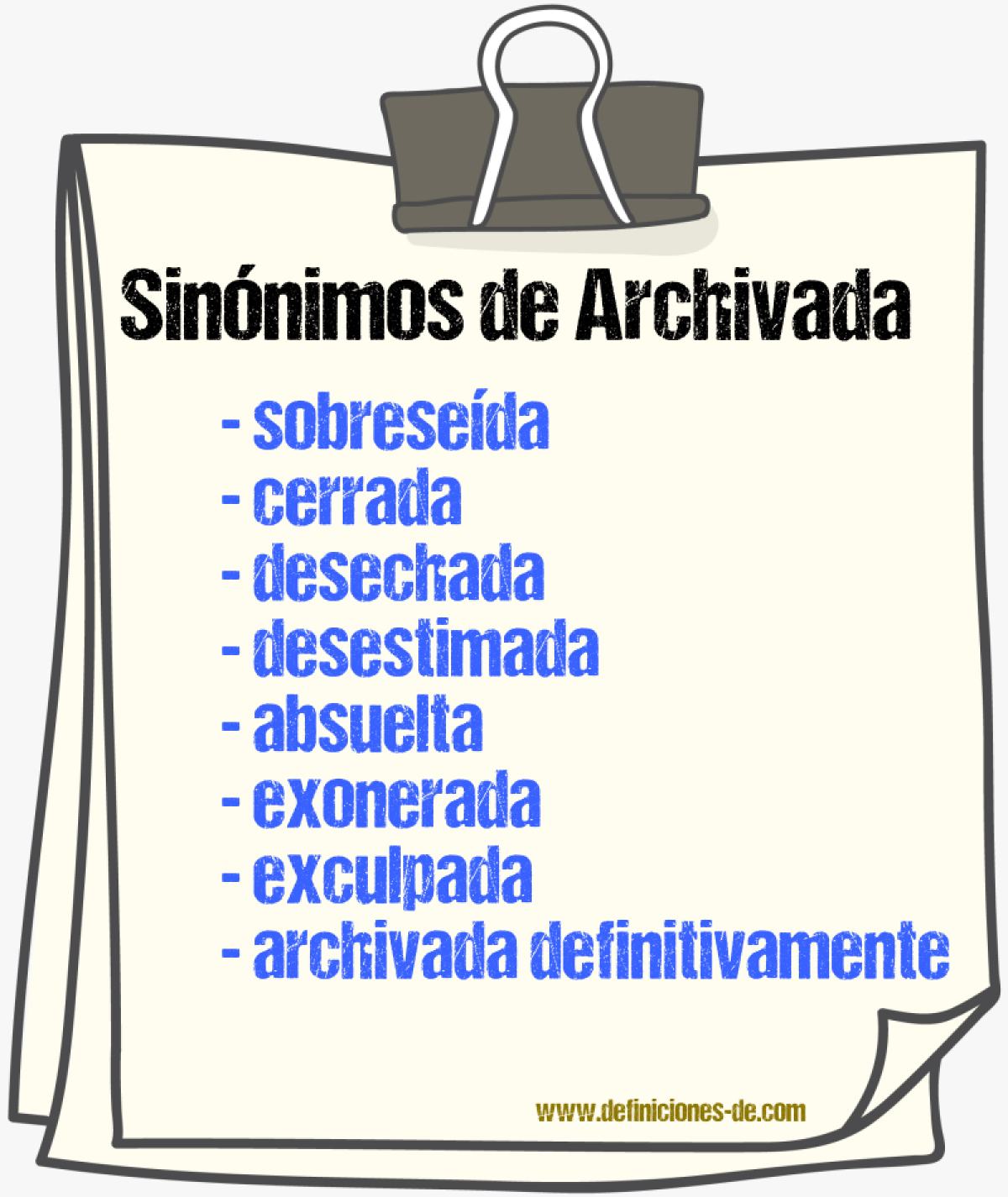 Sinónimos de archivada
