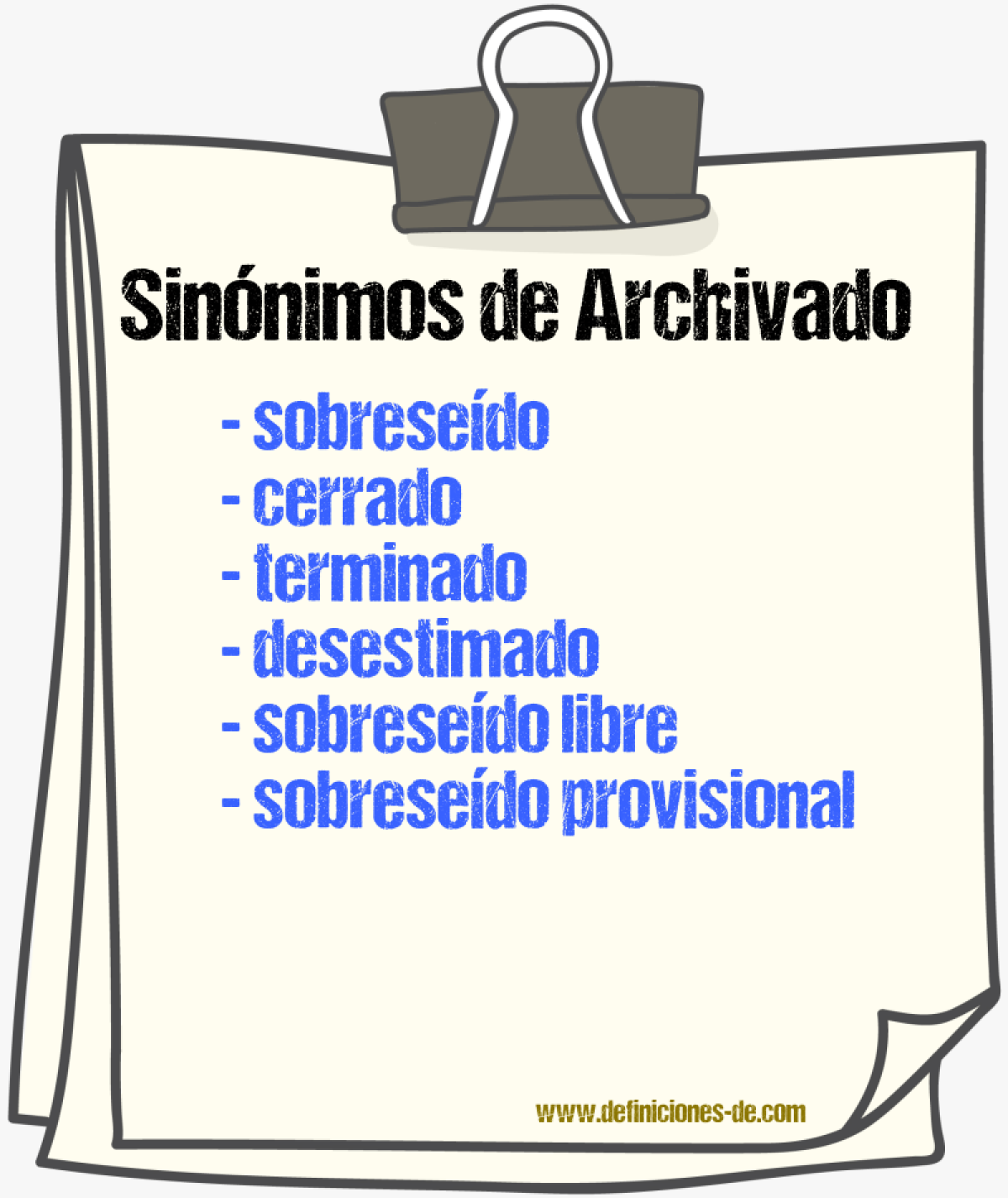 Sinónimos de archivado