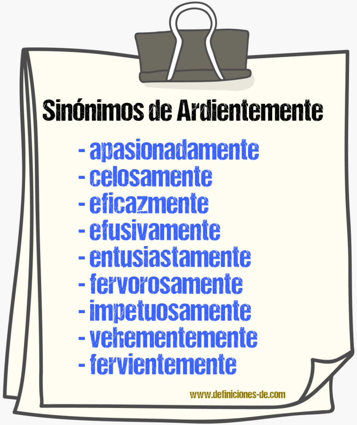 Sinnimos de ardientemente