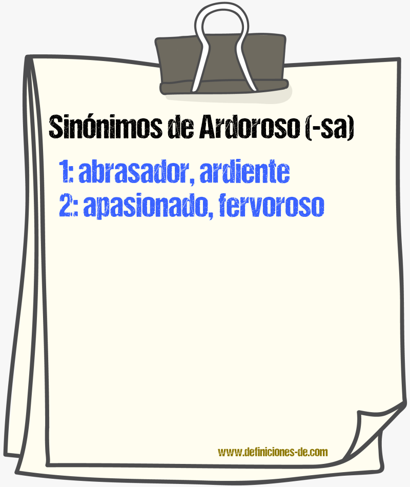 Sinnimos de ardoroso