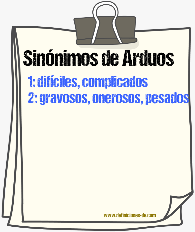 Sinónimos de arduos