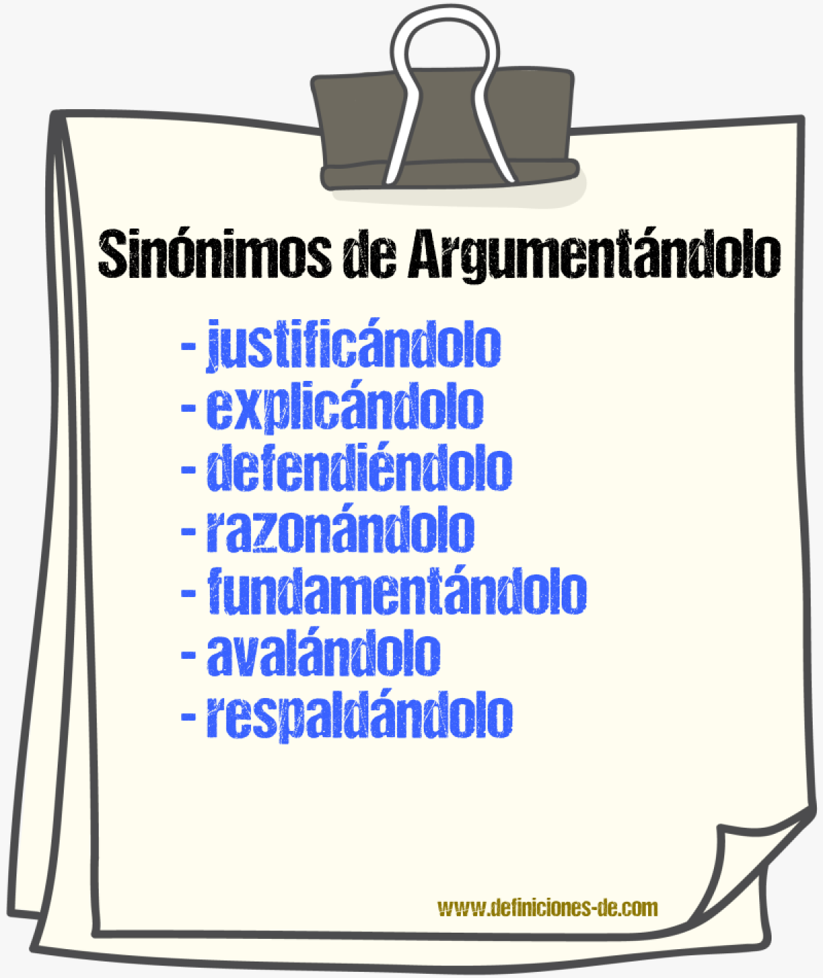 Sinónimos de argumentándolo