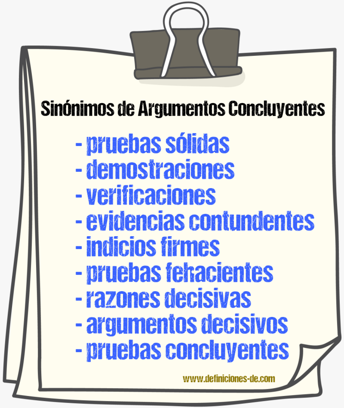 Sinónimos de argumentos concluyentes