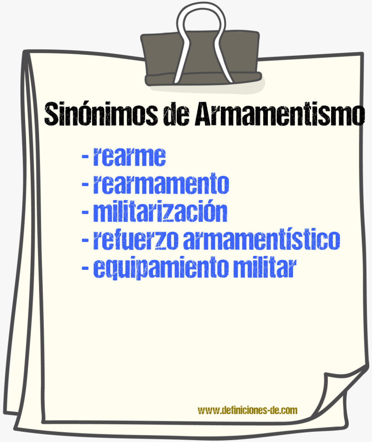 Sinónimos de armamentismo