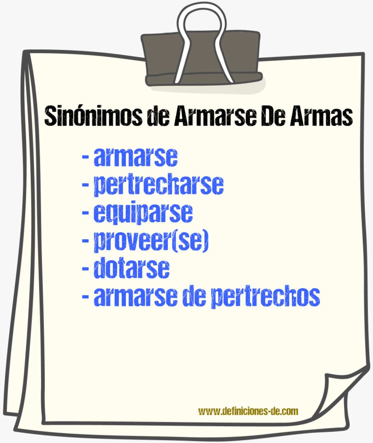 Sinónimos de armarse de armas