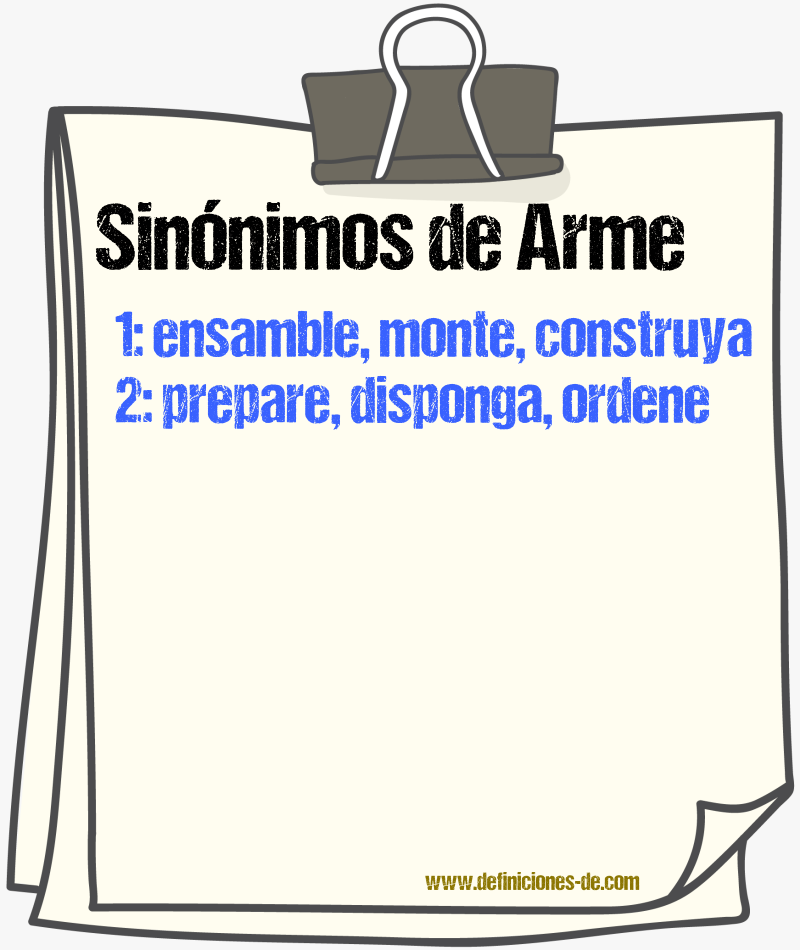 Sinónimos de arme