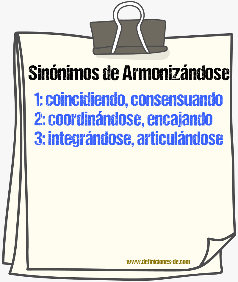 Sinónimos de armonizándose
