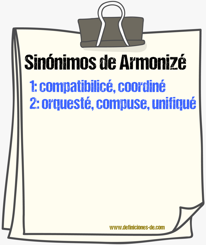 Sinónimos de armonizé