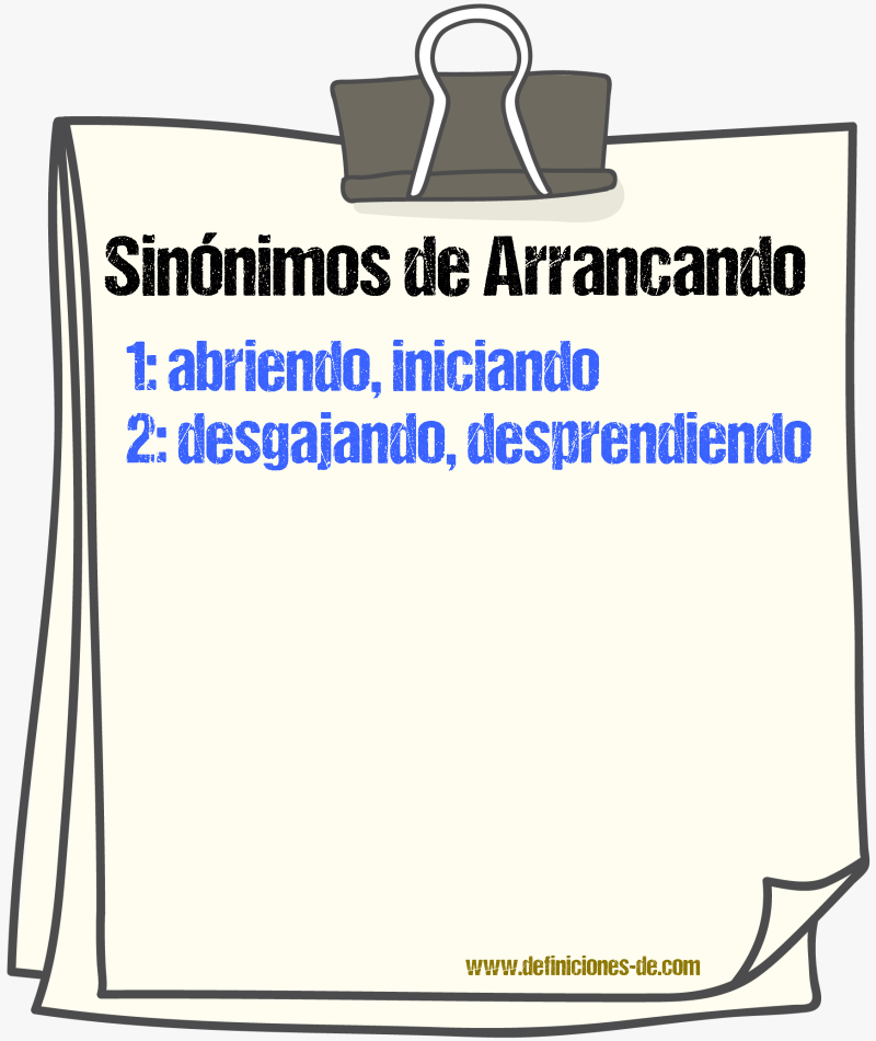 Sinónimos de arrancando