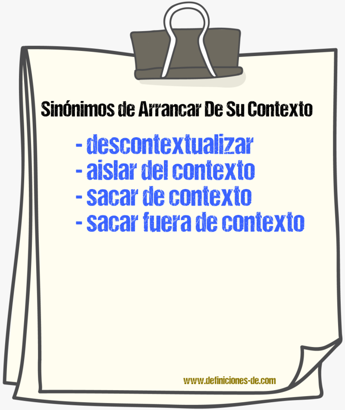 Sinónimos de arrancar de su contexto