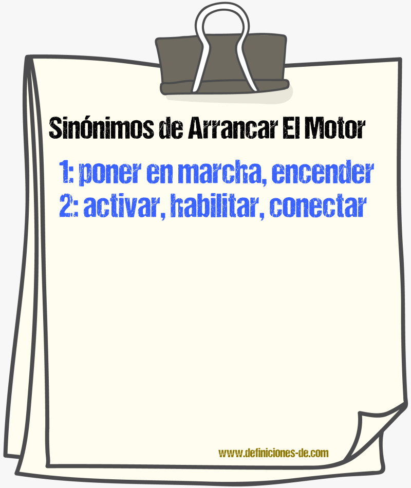 Sinónimos de arrancar el motor