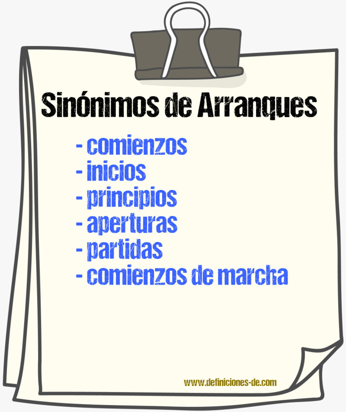 Sinónimos de arranques