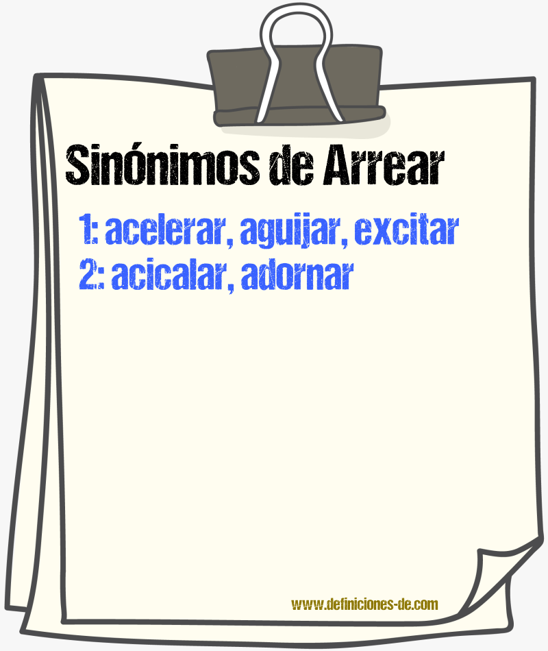 Sinnimos de arrear