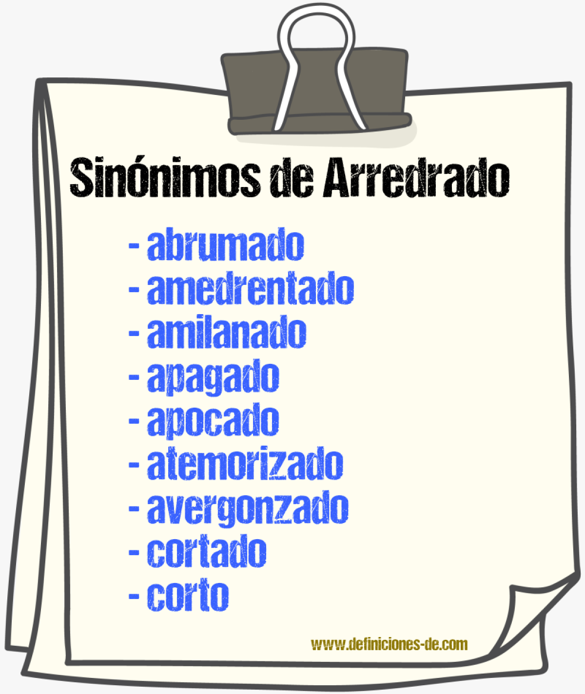 Sinnimos de arredrado