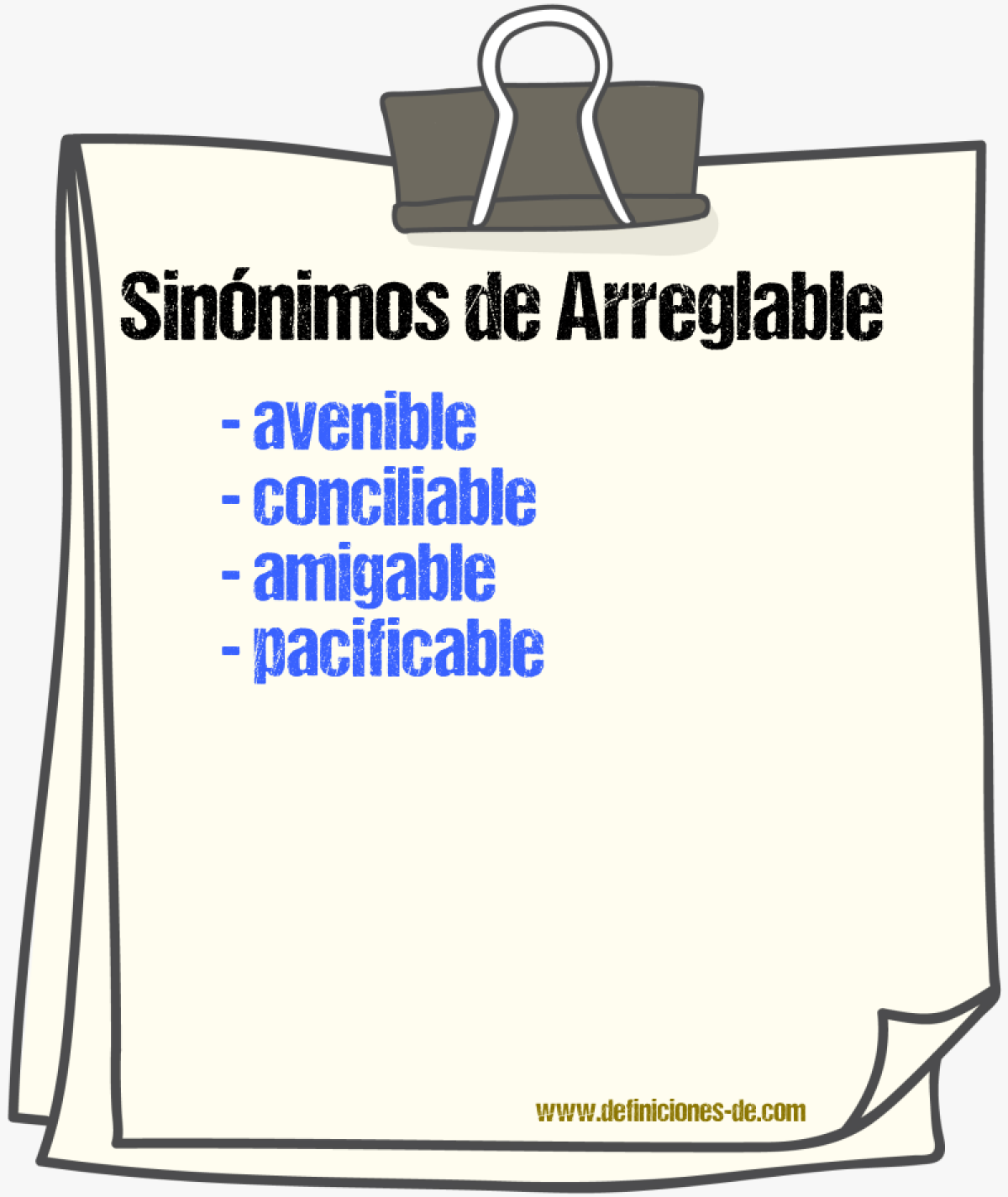 Sinónimos de arreglable