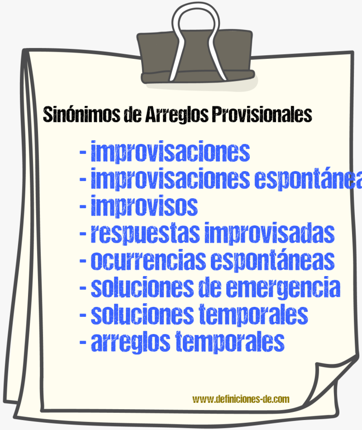 Sinónimos de arreglos provisionales