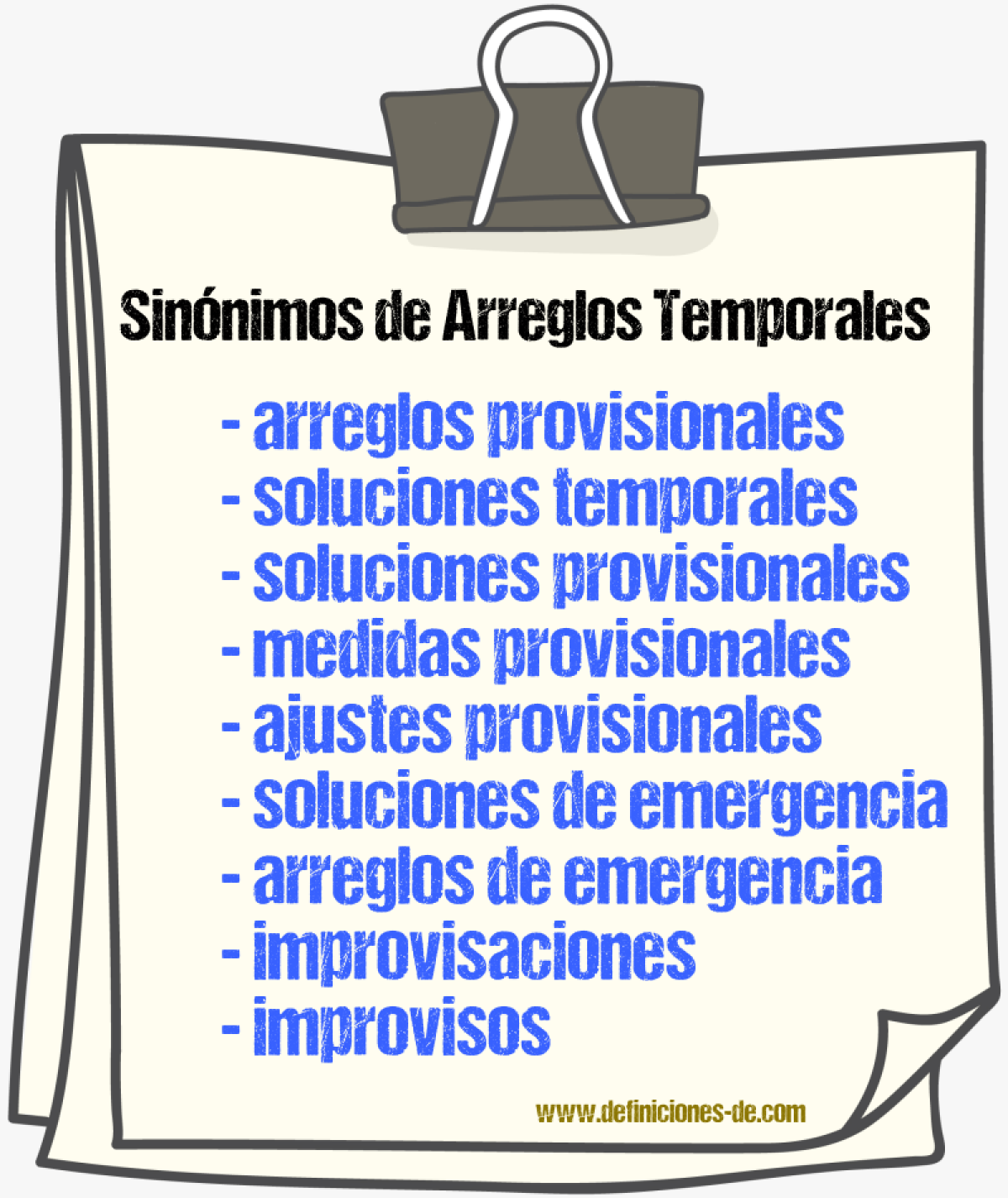 Sinónimos de arreglos temporales