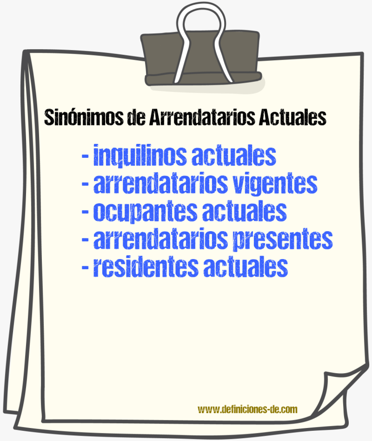 Sinónimos de arrendatarios actuales