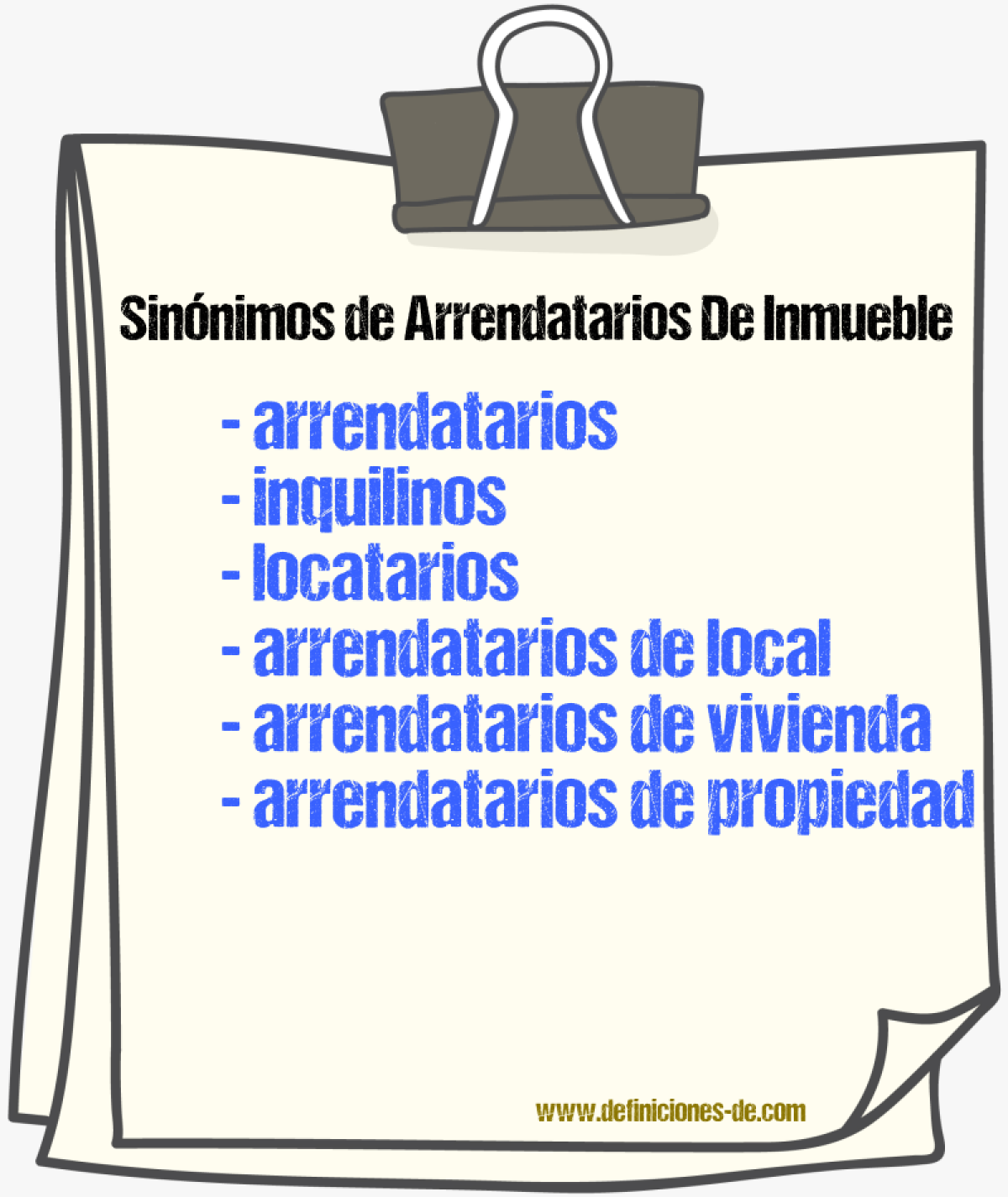 Sinónimos de arrendatarios de inmueble