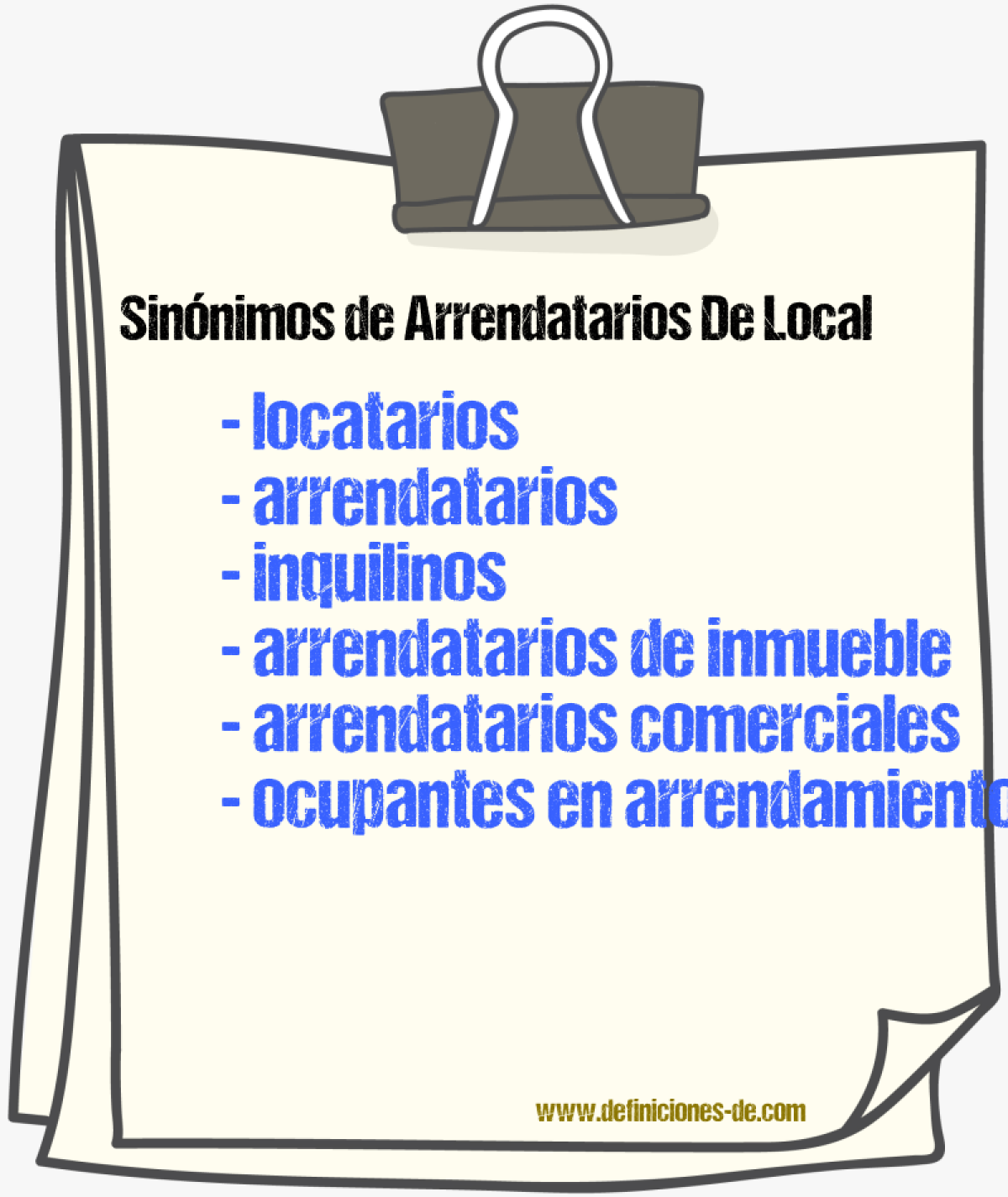 Sinónimos de arrendatarios de local