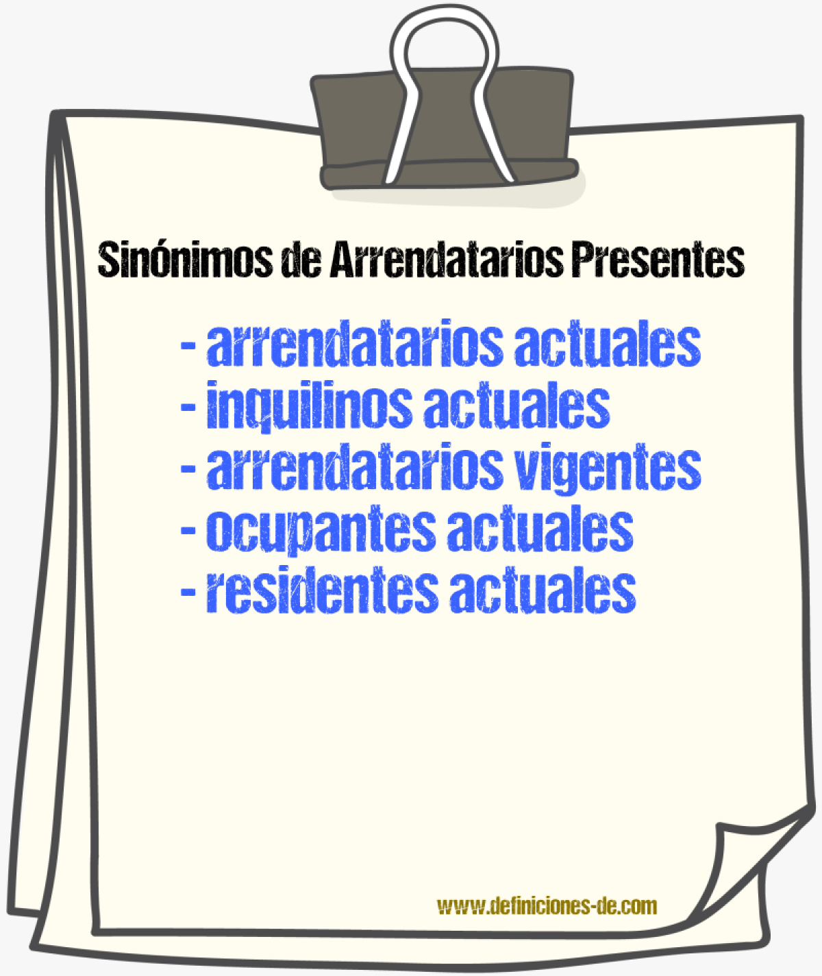 Sinónimos de arrendatarios presentes