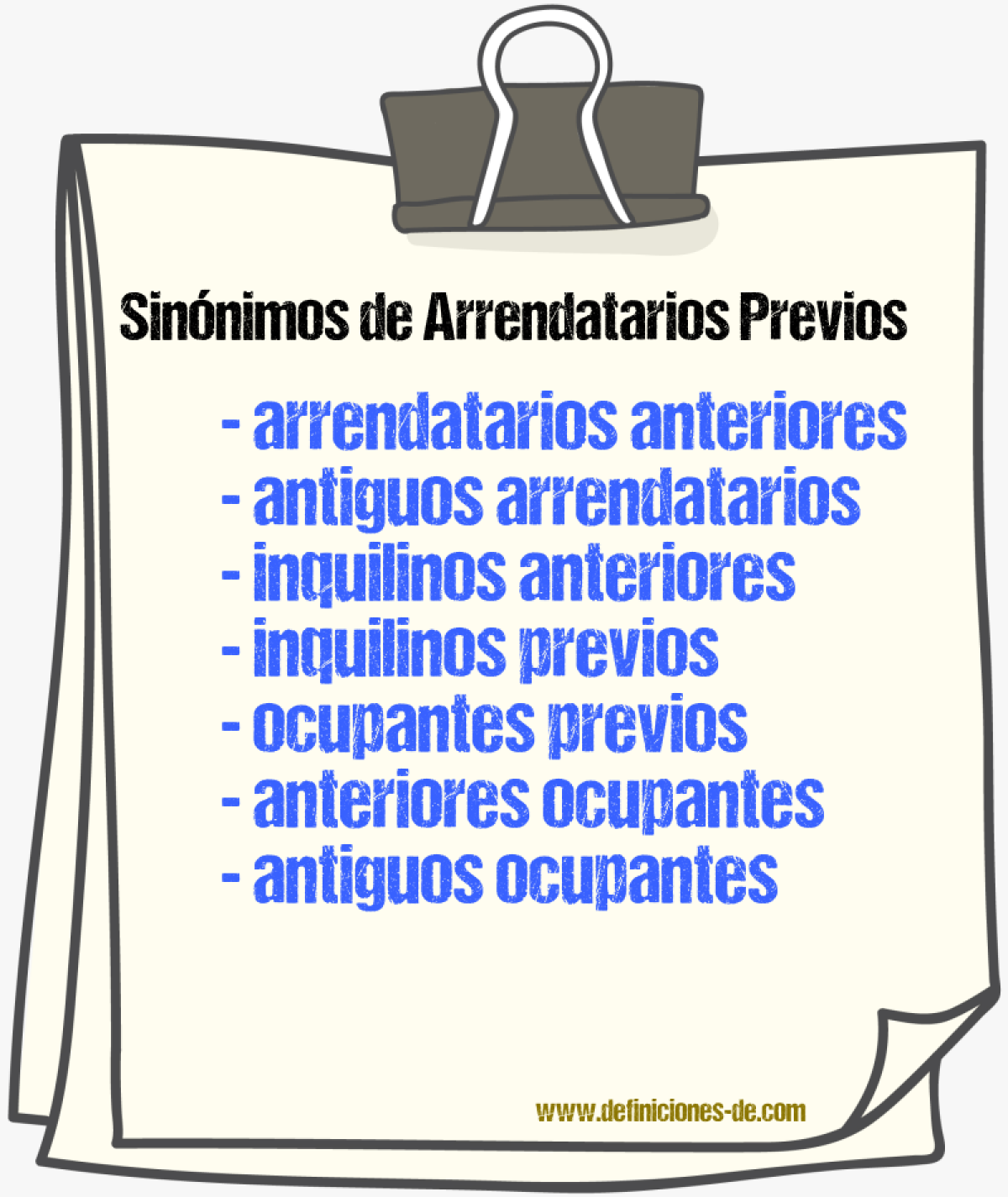 Sinónimos de arrendatarios previos