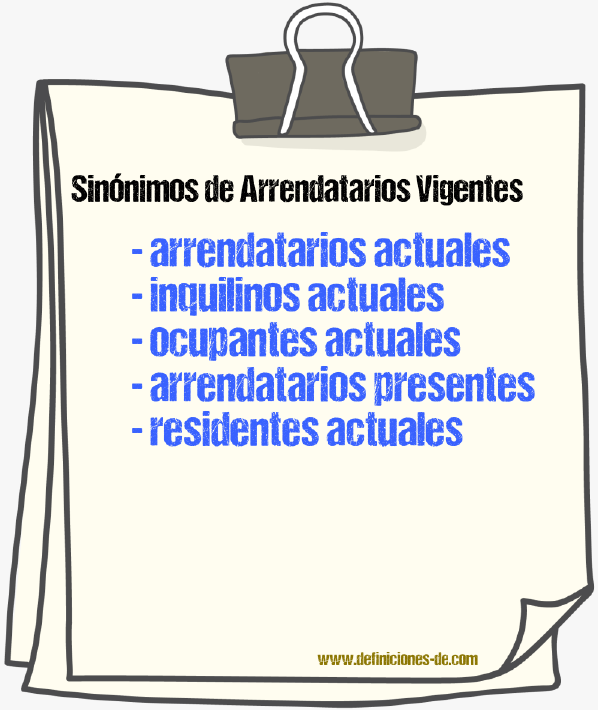Sinónimos de arrendatarios vigentes