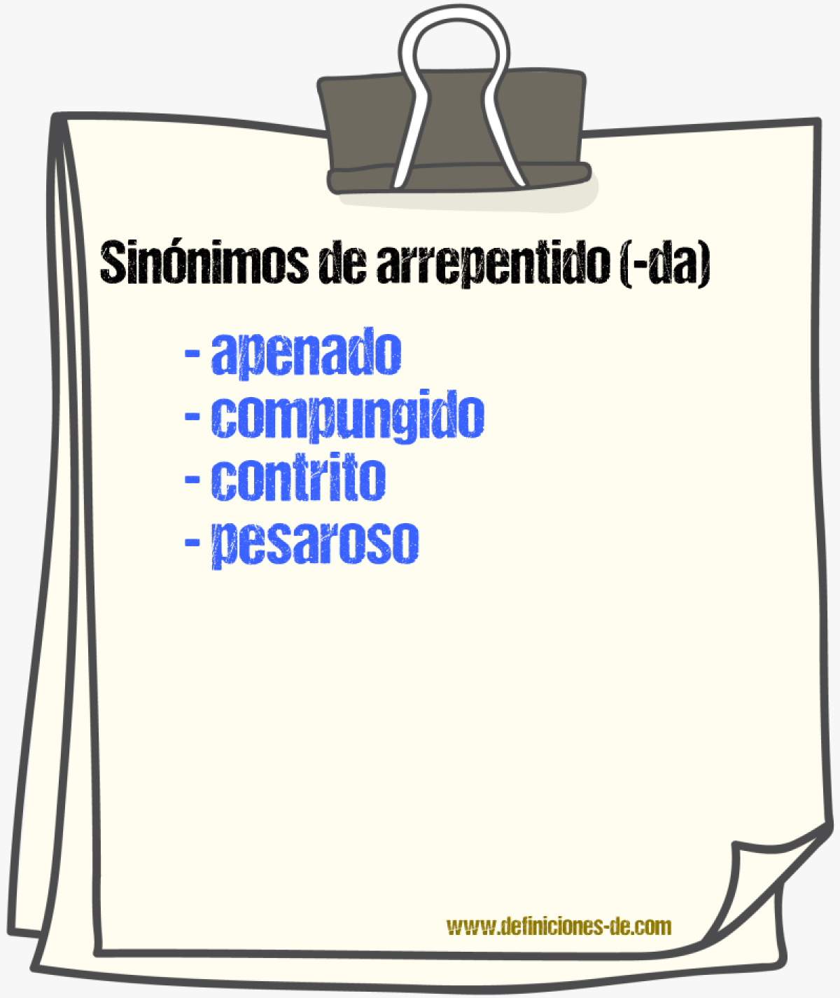 Sinnimos de arrepentido