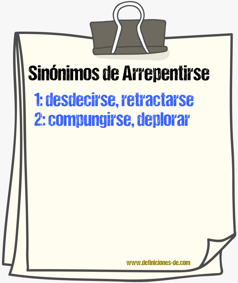 Sinnimos de arrepentirse