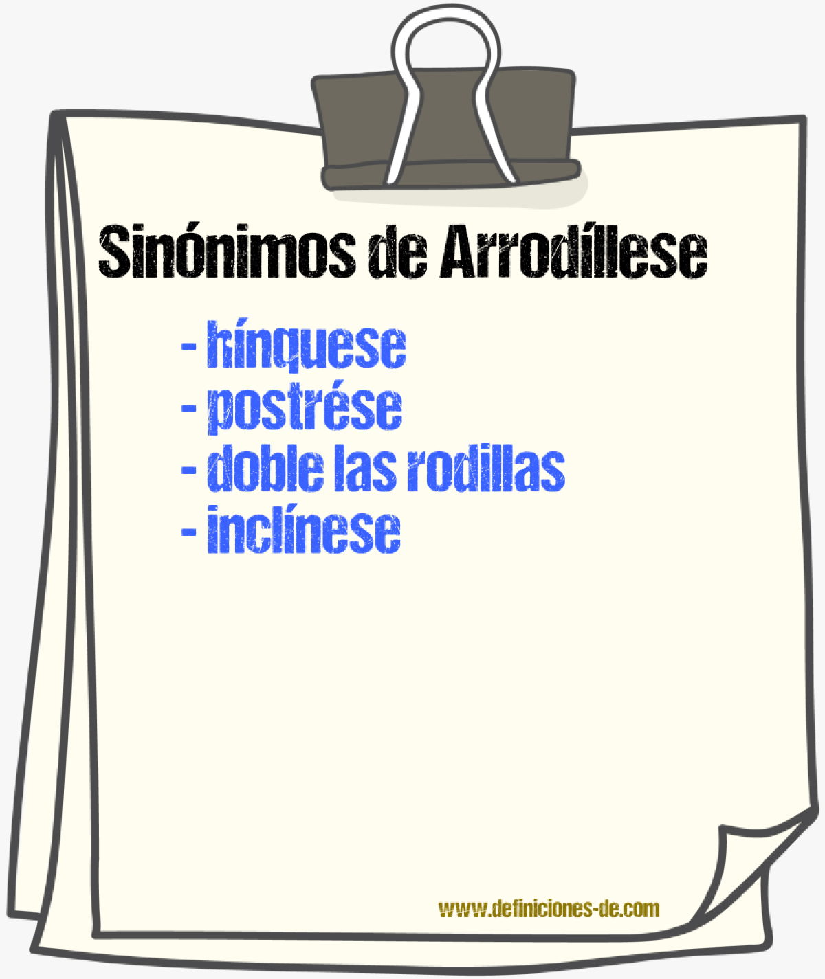 Sinónimos de arrodíllese