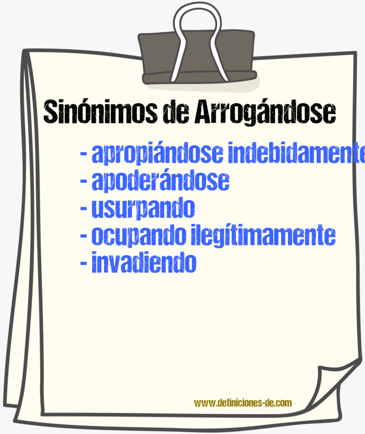 Sinónimos de arrogándose