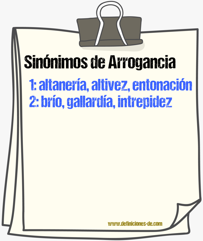 Sinnimos de arrogancia