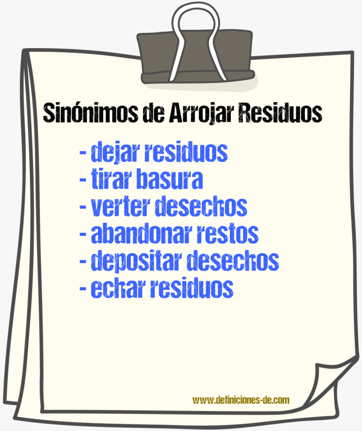 Sinónimos de arrojar residuos