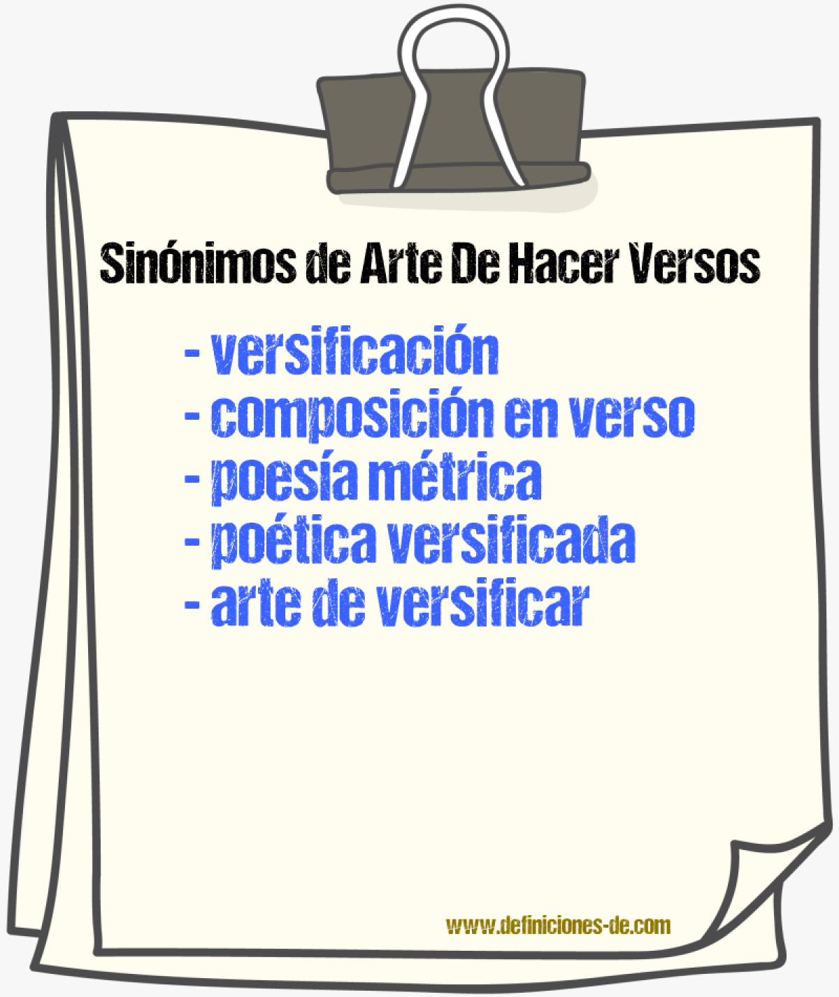 Sinónimos de arte de hacer versos