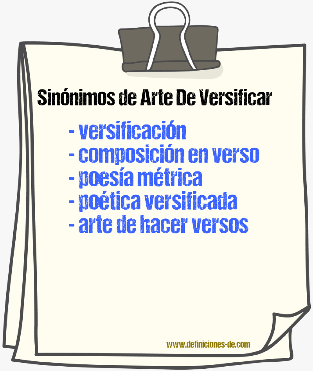 Sinónimos de arte de versificar
