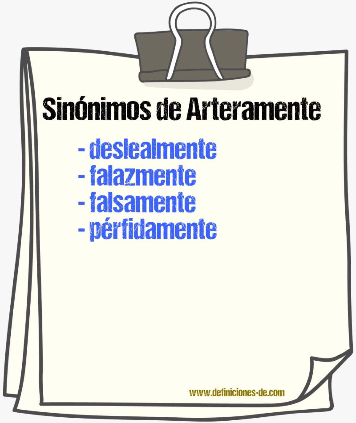 Sinnimos de arteramente