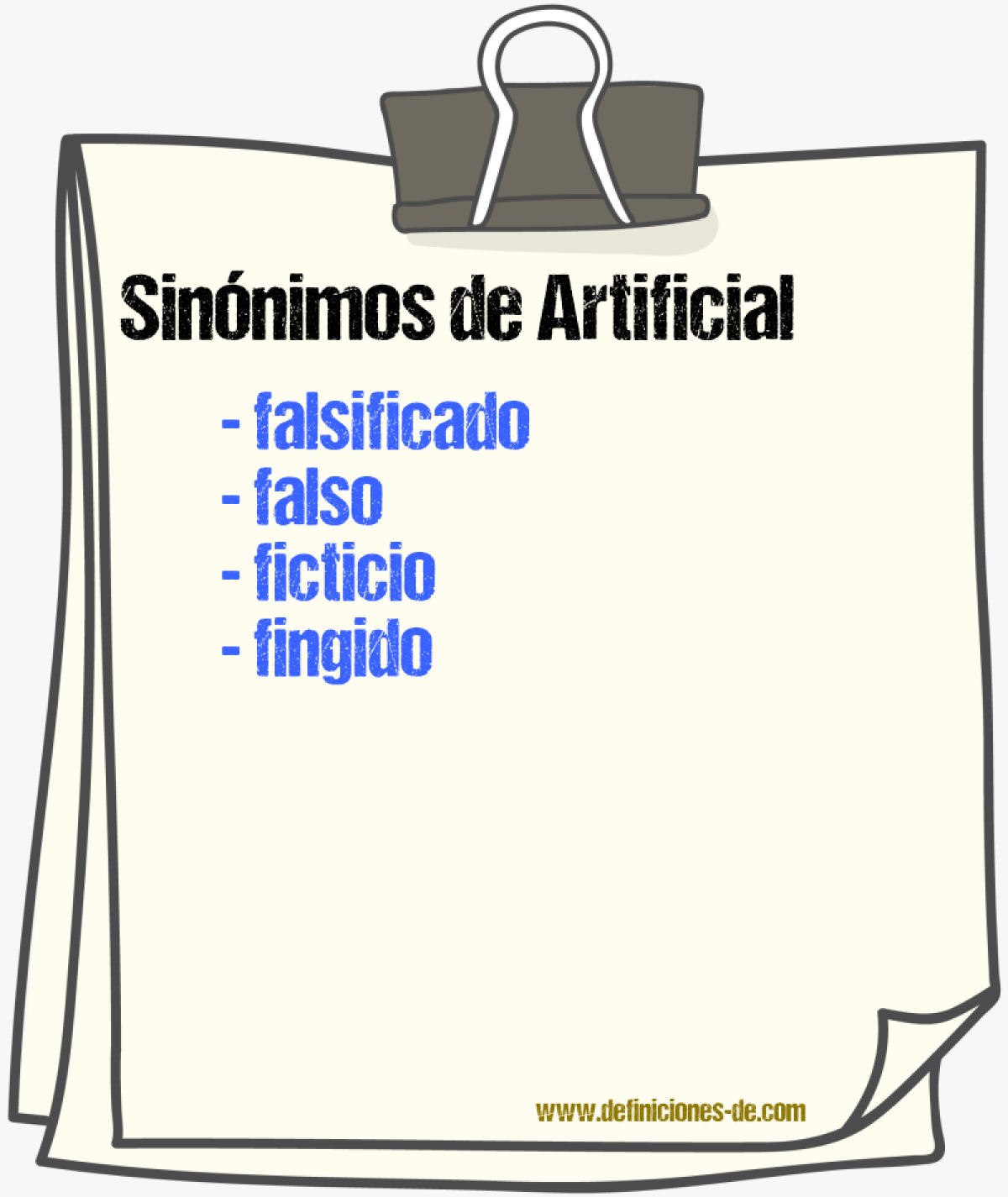 Sinnimos de artificial