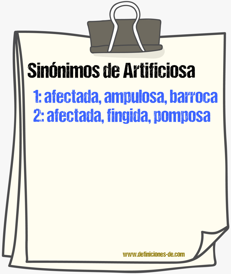 Sinónimos de artificiosa