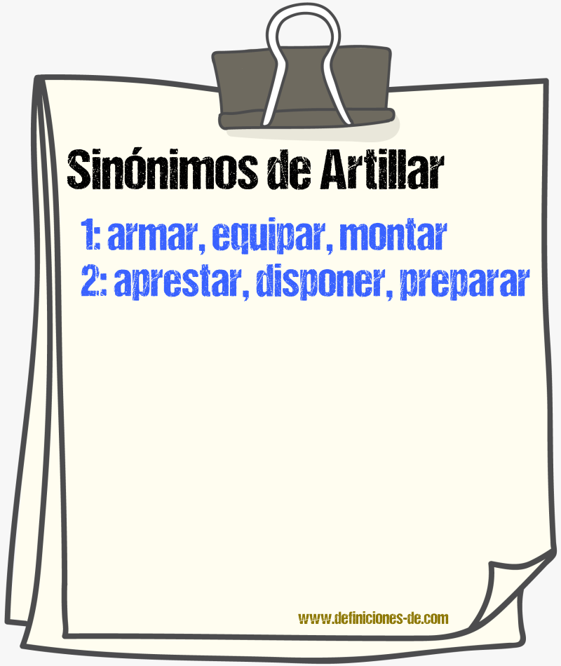 Sinnimos de artillar