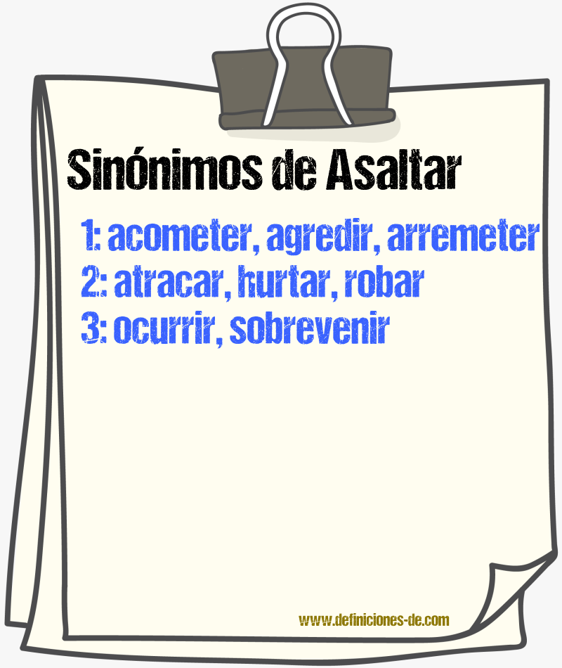 Sinnimos de asaltar