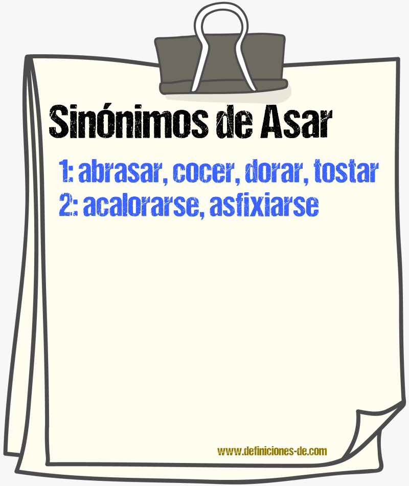 Sinnimos de asar