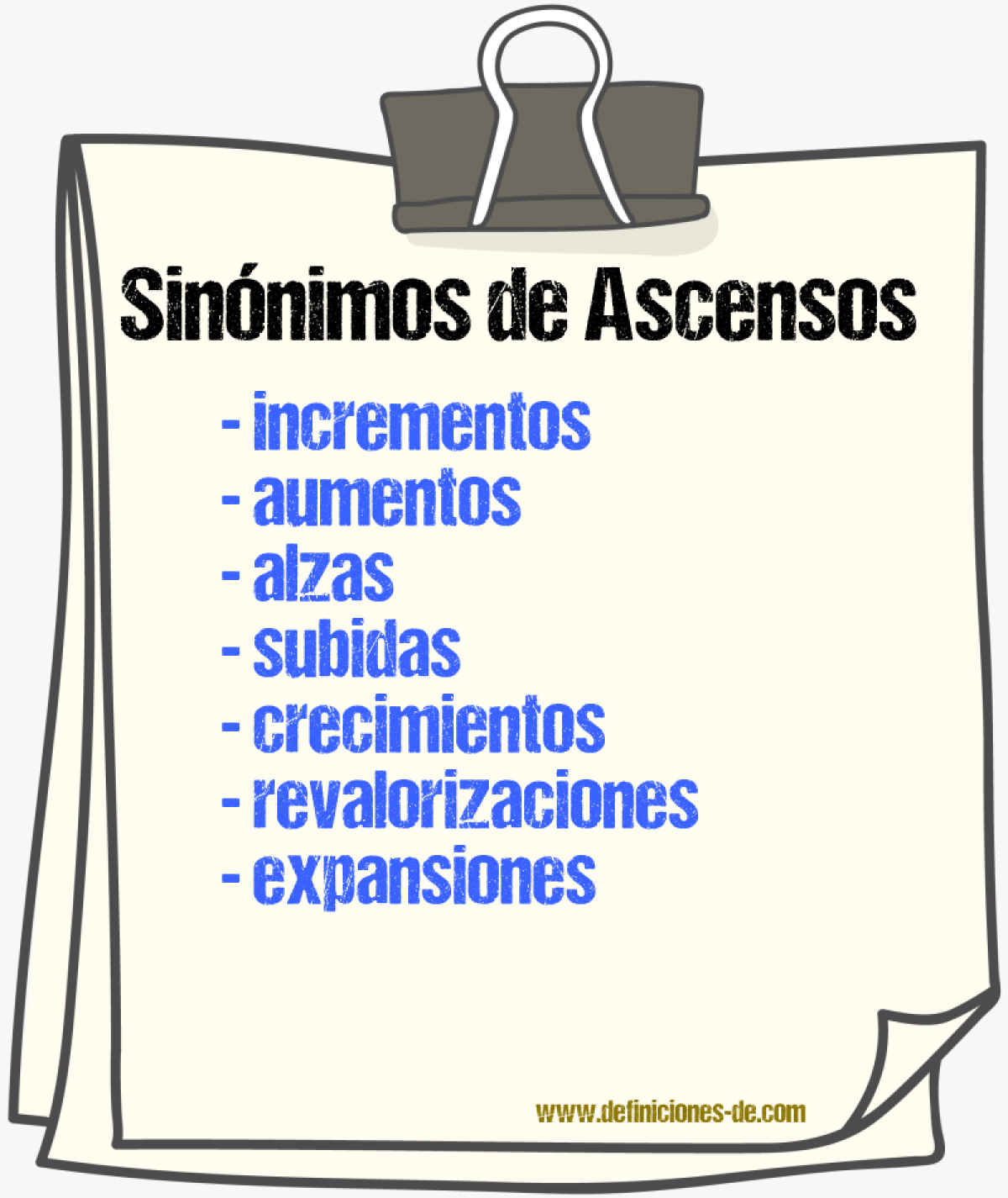 Sinónimos de ascensos