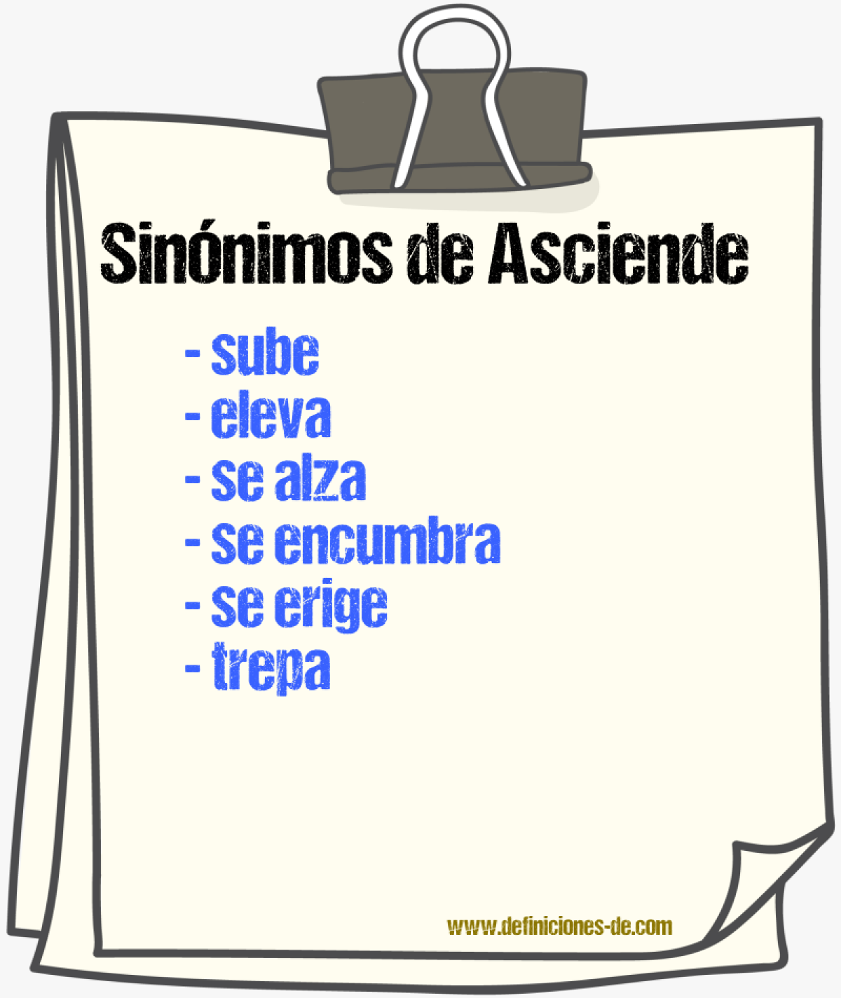 Sinónimos de asciende