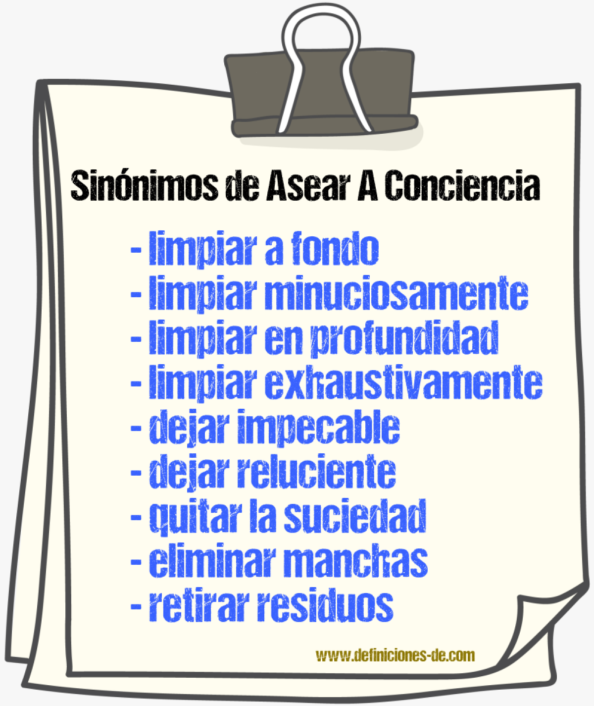 Sinónimos de asear a conciencia