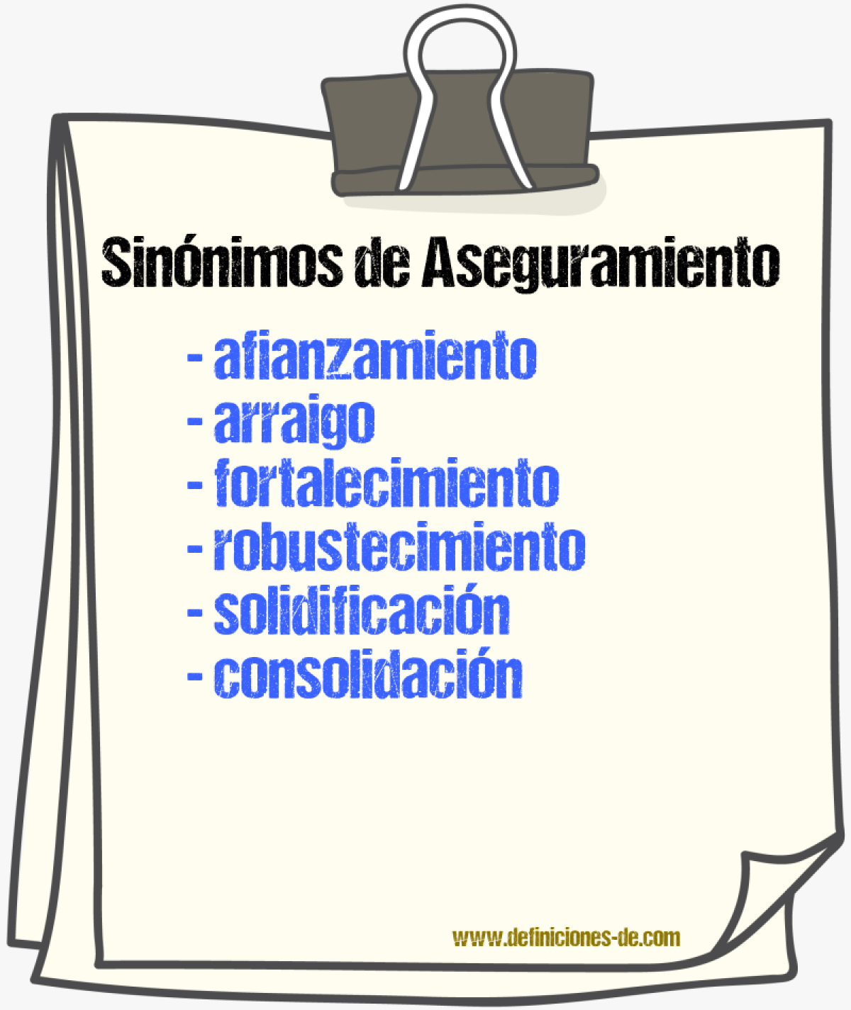 Sinnimos de aseguramiento