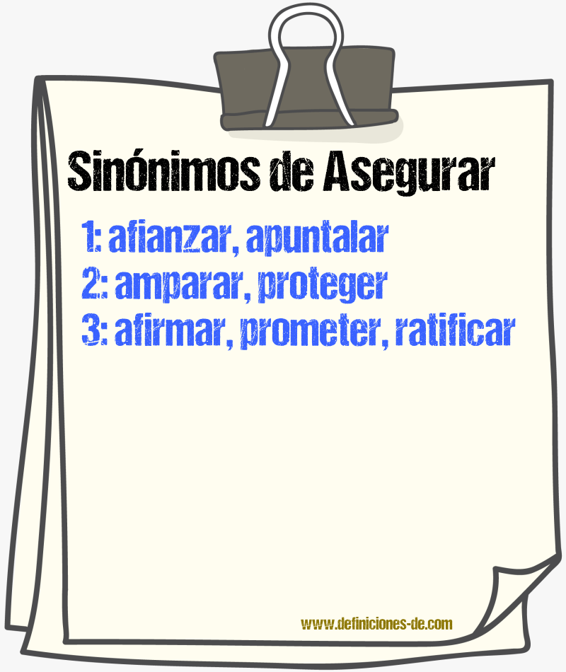 Sinnimos de asegurar