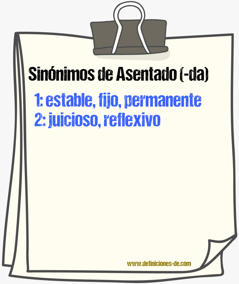 Sinnimos de asentado