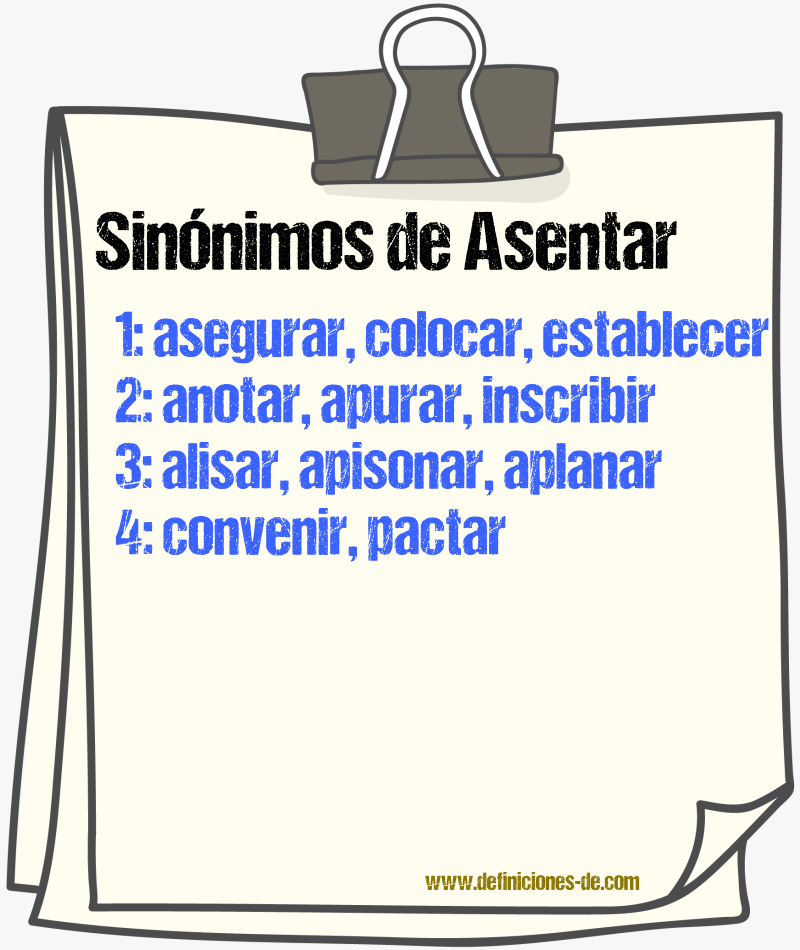 Sinnimos de asentar