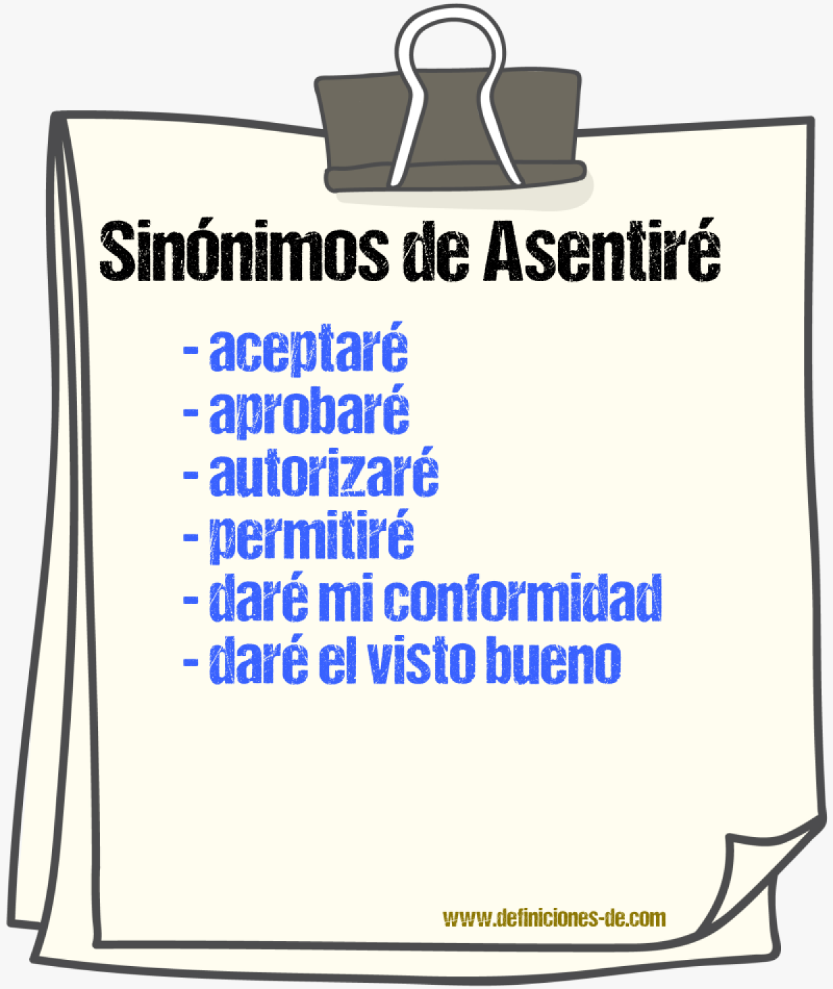 Sinónimos de asentiré